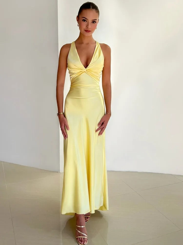 Elegant Satin Long A Line Formal Dress