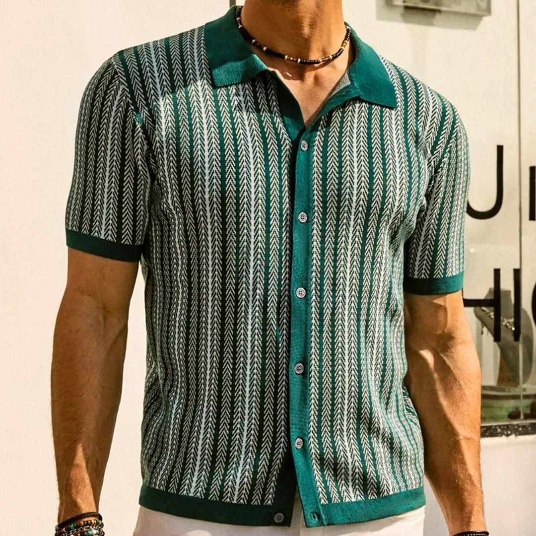 Chevron Button Through Polo