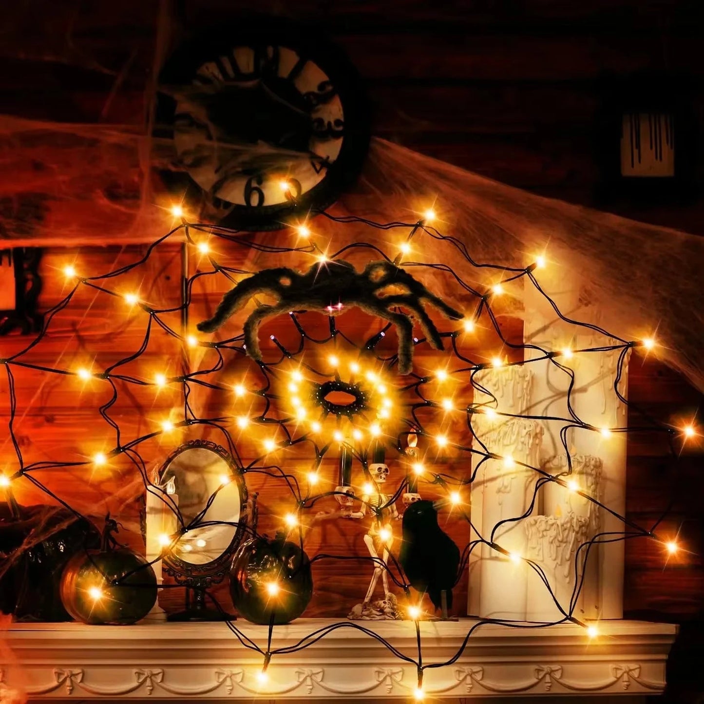 Spider Web Decoration with LED Lights Halloween Decoration