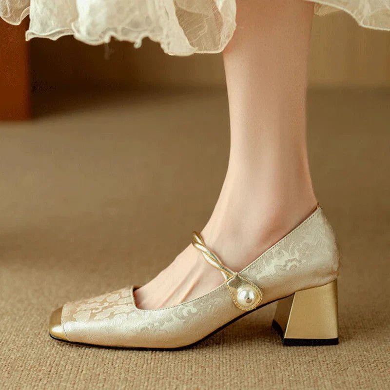 Casviera Floral Square Toe Heels