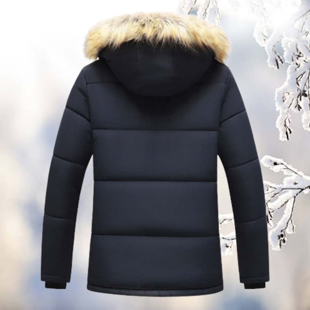 Men’s Insulated Down Parka with Faux Fur Hood Heavy Duty Cold Weather Jacket