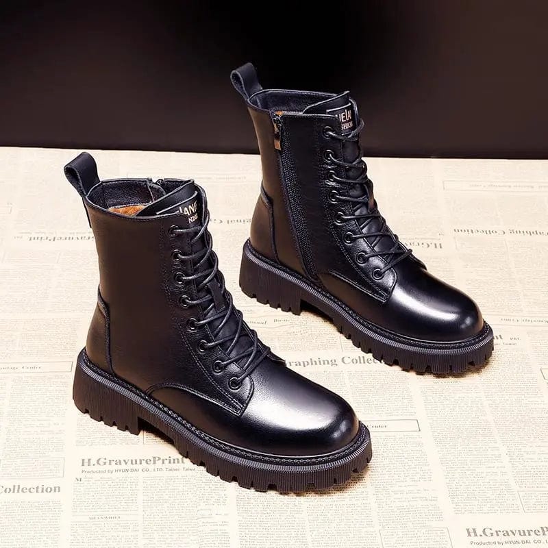 Andrea – Black Leather Winter Boots