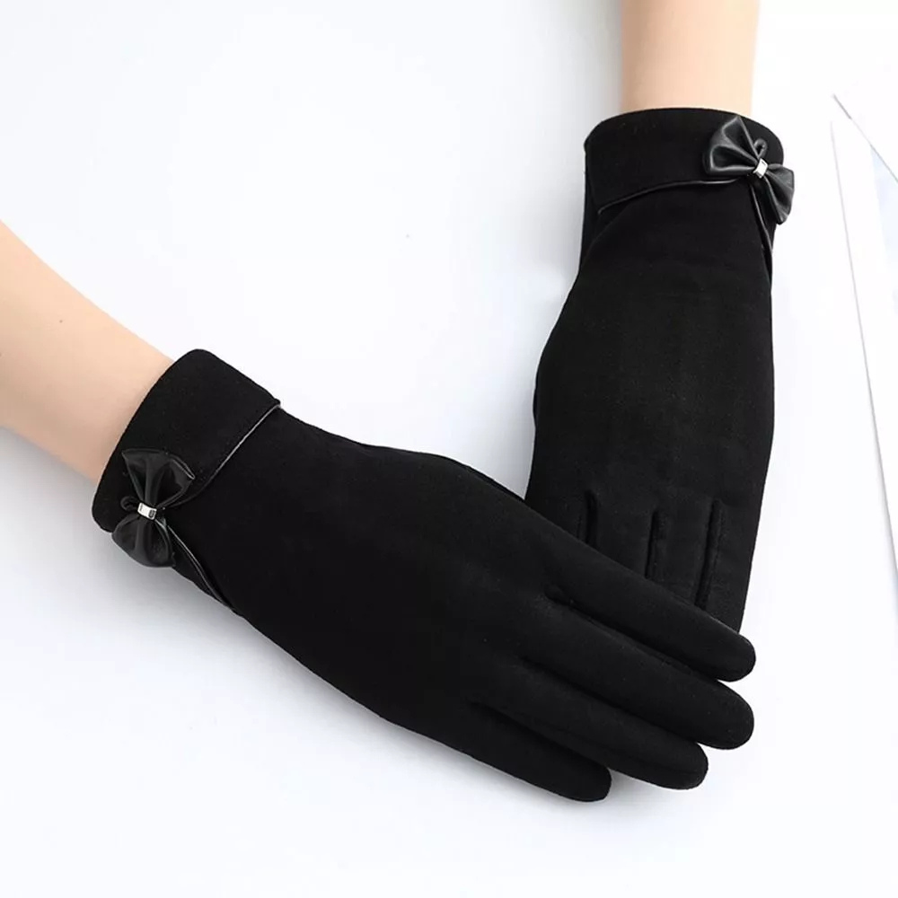 Chic Bow Decor Touchscreen Gloves