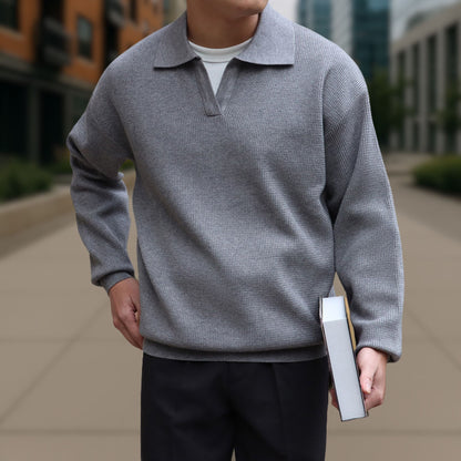 Long Sleeve Knitted Ivory Polo