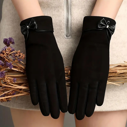 Chic Bow Decor Touchscreen Gloves