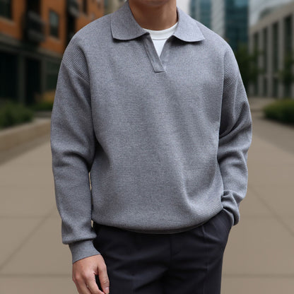 Long Sleeve Knitted Ivory Polo