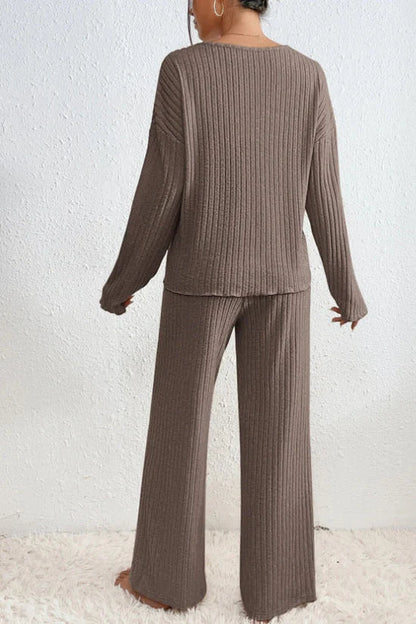 Caelis Women’s Ribbed Two Piece Loungewear Set
