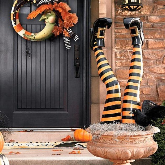 Witch Leg Yard Stakes Halloween Decoration, Set of 2