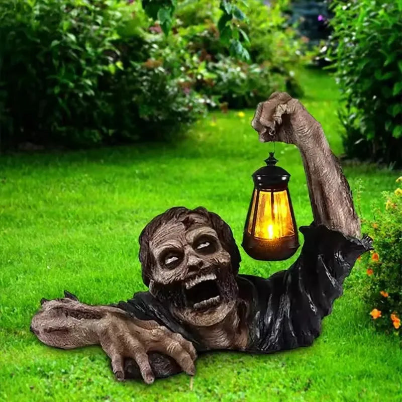 Lifelike Zombie Yard Decoration with LED Lantern