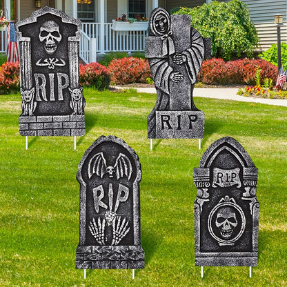 Tombstone Gravestone Yard Decorations Set of 4