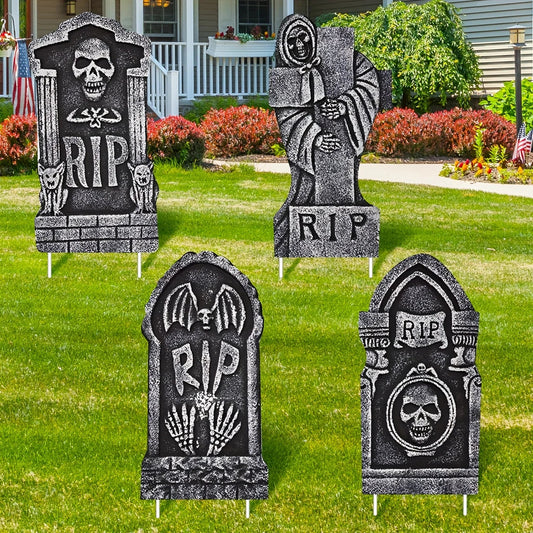 Tombstone Gravestone Yard Decorations Set of 4
