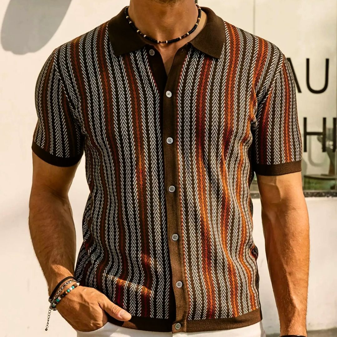 Chevron Button Through Polo