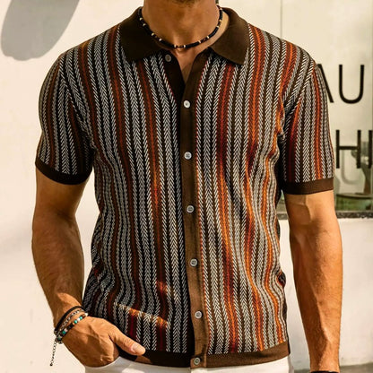 Chevron Button Through Polo
