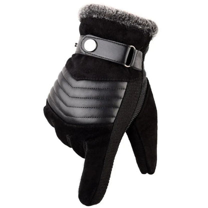 Men's Touch Screen Warm Winter Gloves Genuine Leather Strap