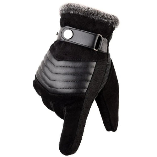Men's Touch Screen Warm Winter Gloves Genuine Leather Strap