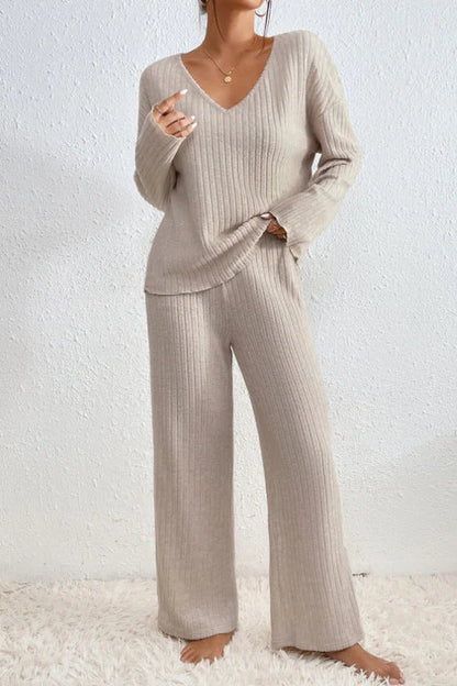 Caelis Women’s Ribbed Two Piece Loungewear Set