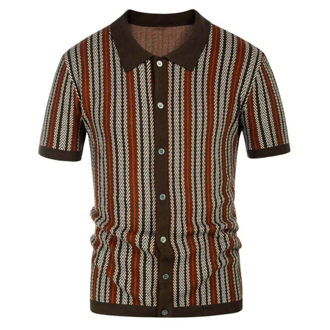 Chevron Button Through Polo
