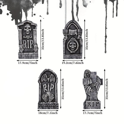 Tombstone Gravestone Yard Decorations Set of 4