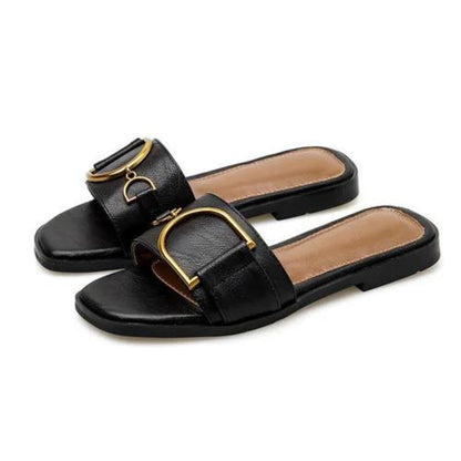Square Toe Chic Leather Sandals