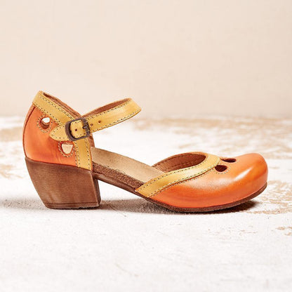 Celora Low Heel Leather Sandals
