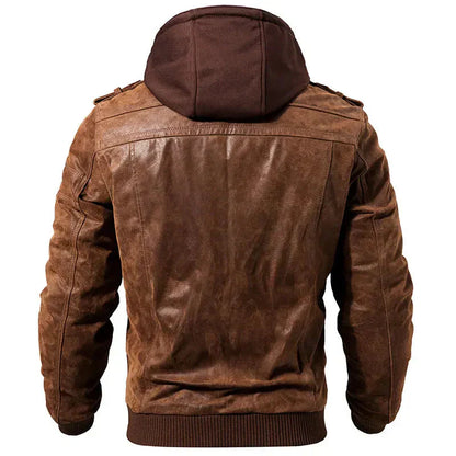Griffin Men’s Leather Hooded Jacket