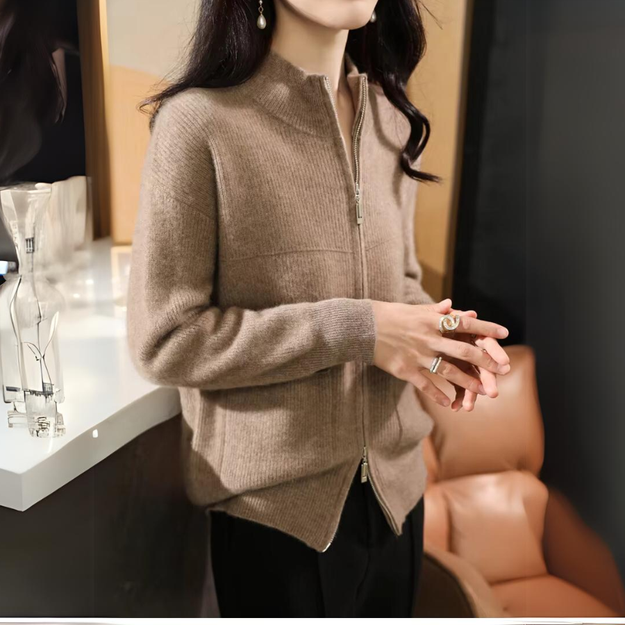 Suzanne Premium Merino Zip Up Sweater