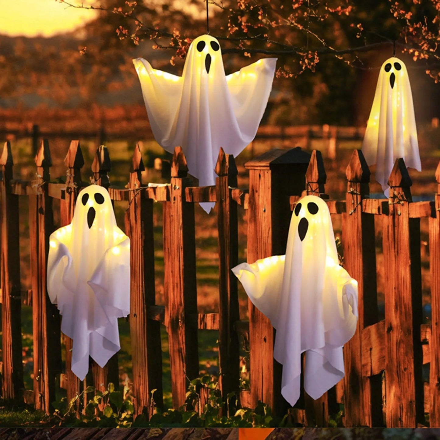 Hanging Lighted Ghost Decoration