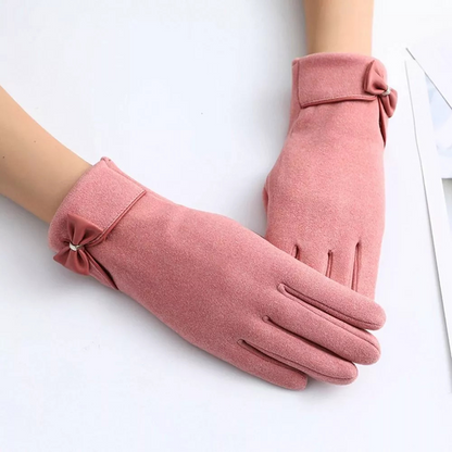 Chic Bow Decor Touchscreen Gloves