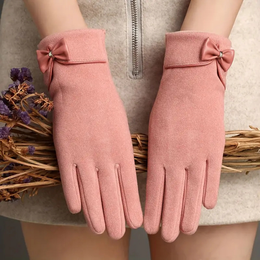 Chic Bow Decor Touchscreen Gloves