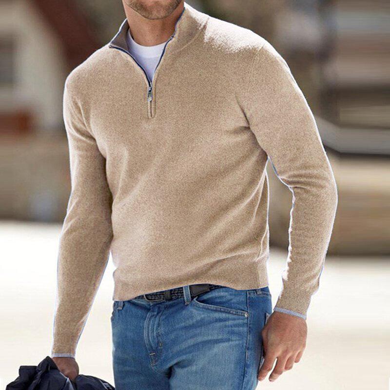 Turin Ribbed Collar Half Zip Sweater