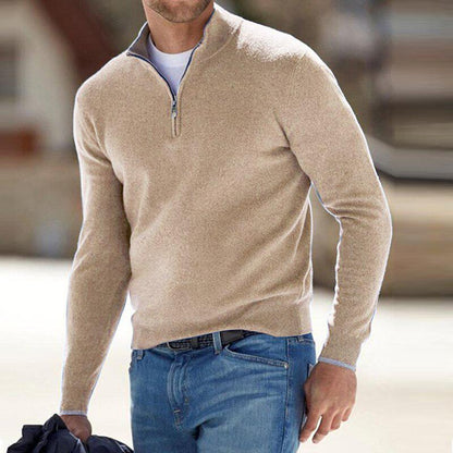 Turin Ribbed Collar Half Zip Sweater