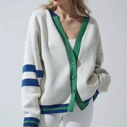 Relaxed V Neck Knit Cardigan