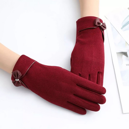 Chic Bow Decor Touchscreen Gloves