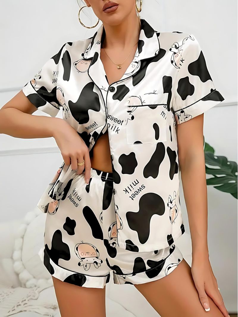 Moo chic Satin Pajama Set