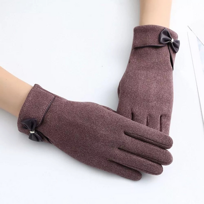 Chic Bow Decor Touchscreen Gloves