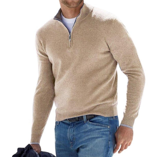 Turin Ribbed Collar Half Zip Sweater