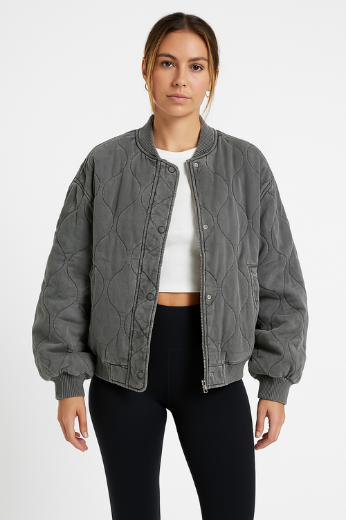 Harper Women’s Quilted Oversized Bomber Jacket
