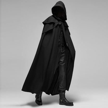 Men’s Gothic Hooded Cloak Long Cape with Medieval Design
