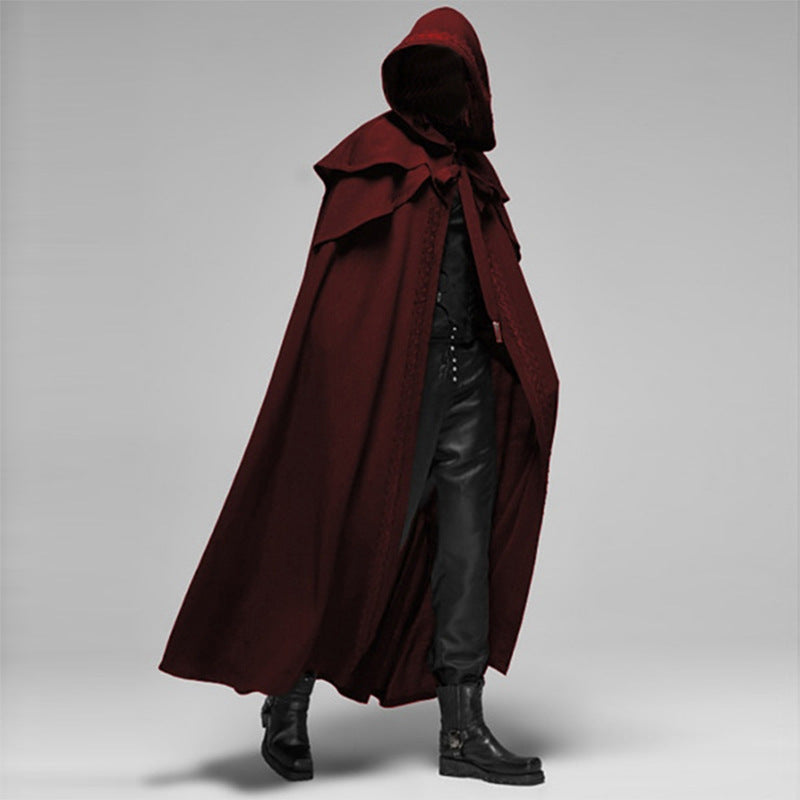 Men’s Gothic Hooded Cloak Long Cape with Medieval Design