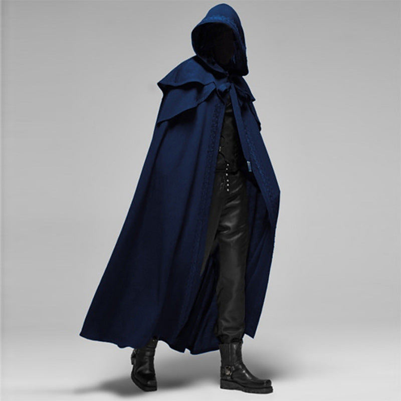 Men’s Gothic Hooded Cloak Long Cape with Medieval Design