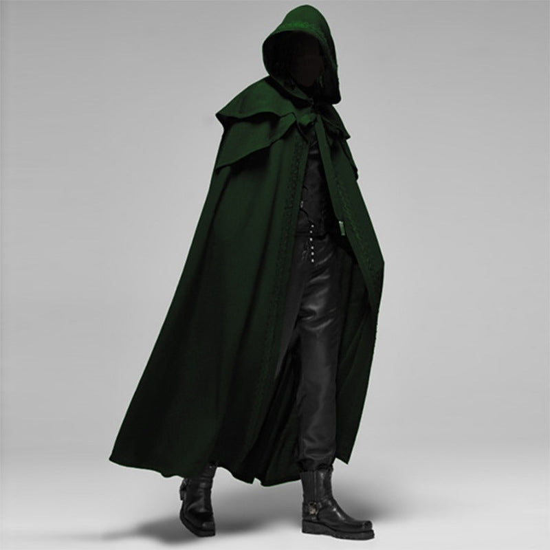 Men’s Gothic Hooded Cloak Long Cape with Medieval Design