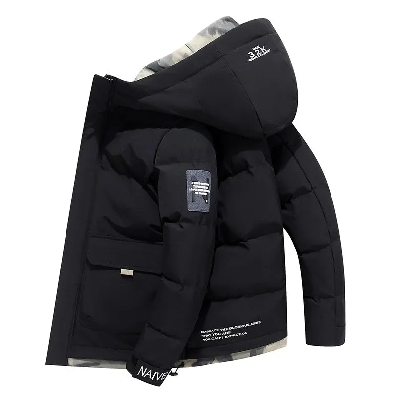 Fixed Hooded Winter Parka  Windproof, Insulated & Modern