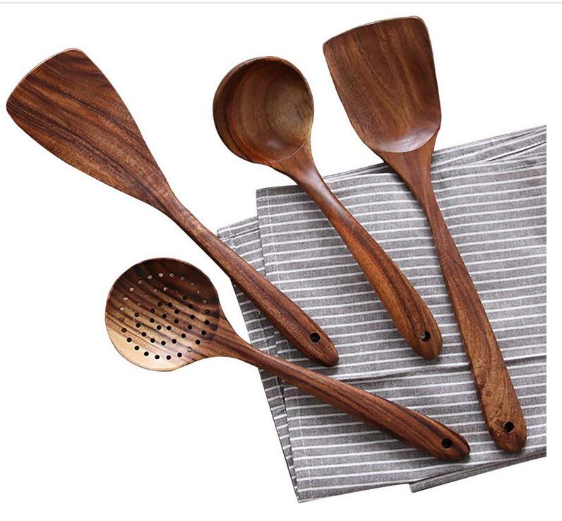 4 Piece Teak Kitchen Utensil Set