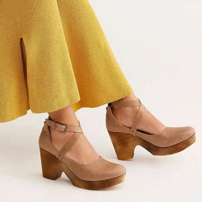 Women’s Genuine Leather Closed Toe Wedge Sandals Ankle Strap Design
