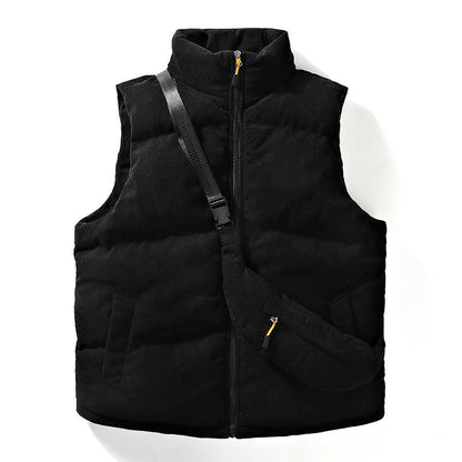 Corduroy Puffer Vest with Matching Body Bag