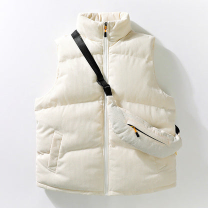 Corduroy Puffer Vest with Matching Body Bag