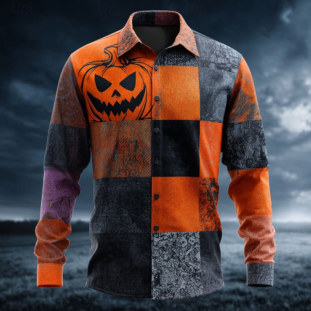 Patchwork Pumpkin Button Up Shirt