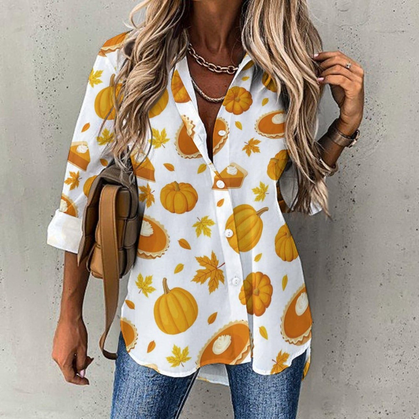 Halwell Pumpkin Print Shirt