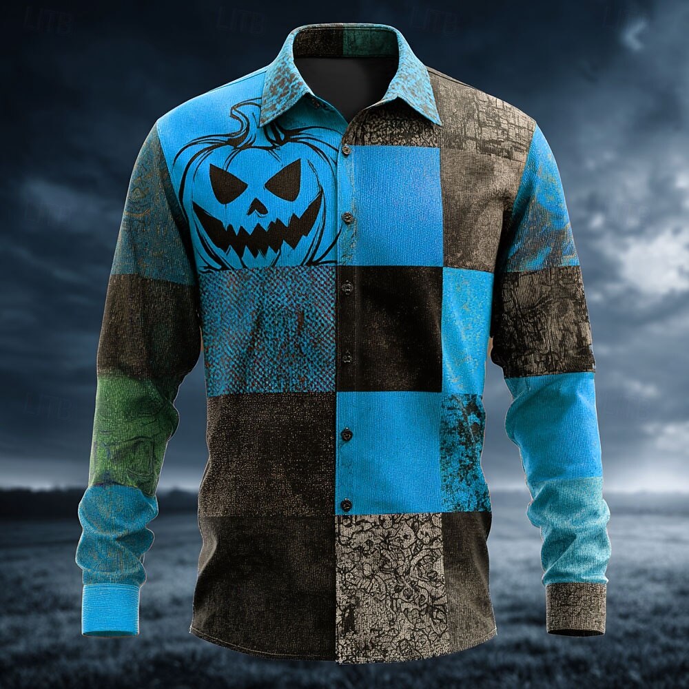 Patchwork Pumpkin Button Up Shirt