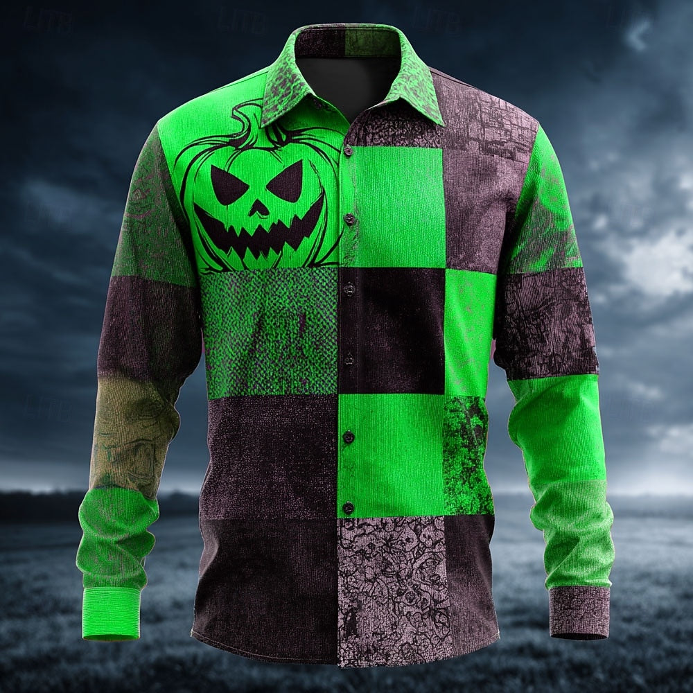 Patchwork Pumpkin Button Up Shirt